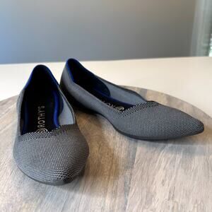Rothy’s The Point Flats Gray Knit Blue Trim Women’s Shoes Sustainable Size 9